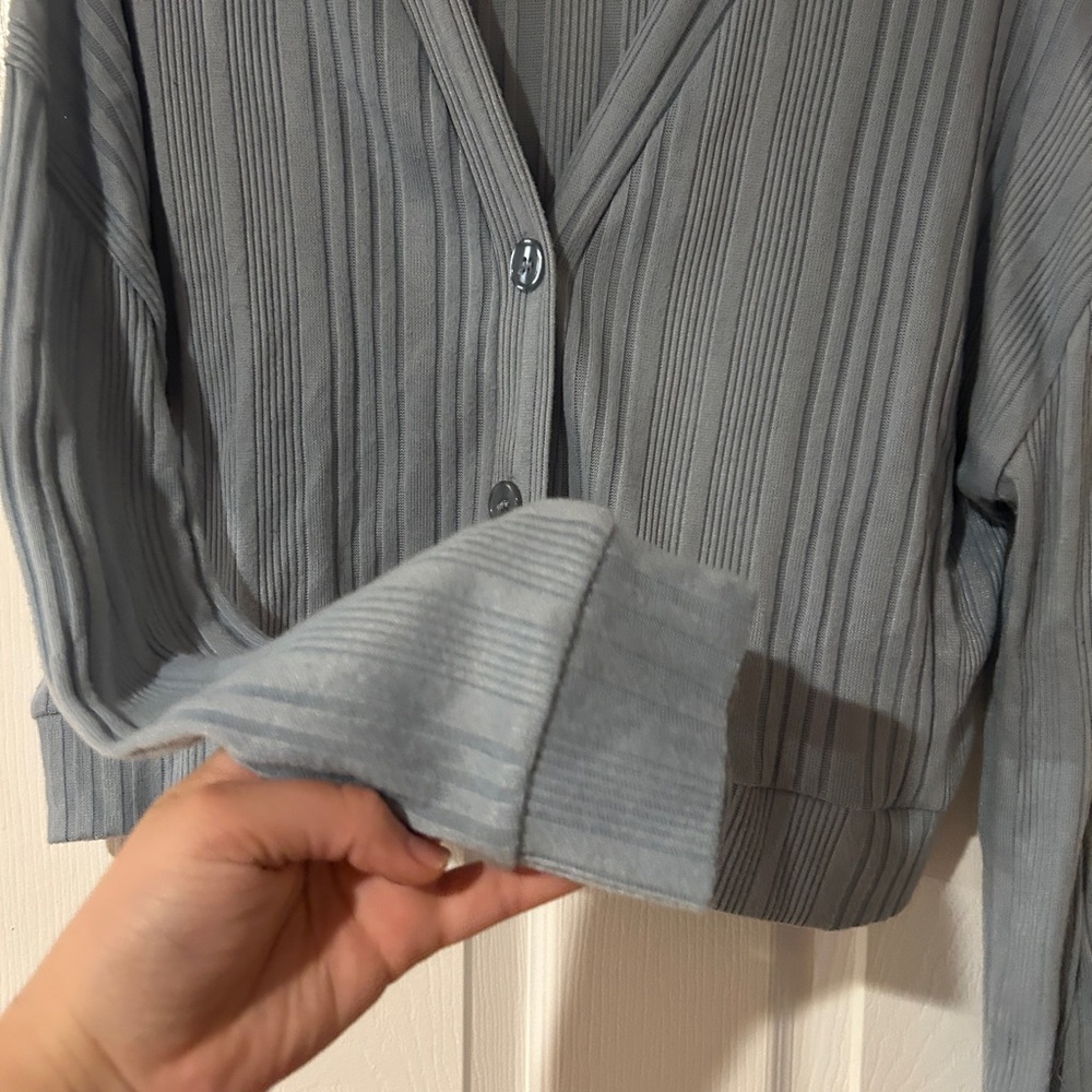 Blue Ribbed Cardigan Size M/L - Picture 4 of 7